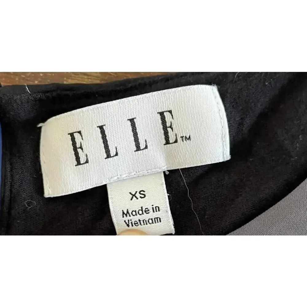 ELLE Womens XS Sleeveless Floral Top Black Polyester Rayon - Picture 4 of 10